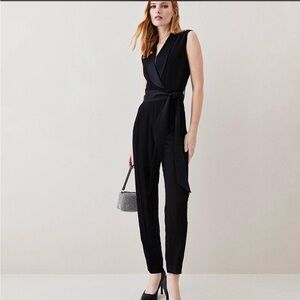 Karen Millen Tuxedo Wrap Sleeveless Jumpsuit